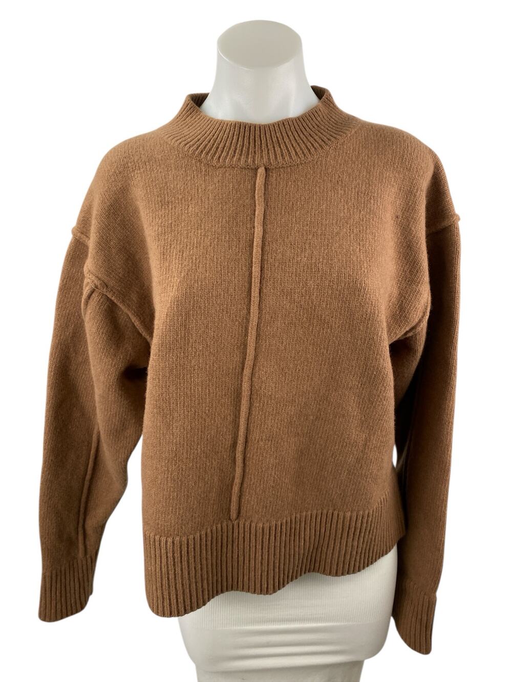 H&M Wool Cashmere Womens Brown Mock Neck Long Sleeve Sweatshirt Sweater Top Sz S